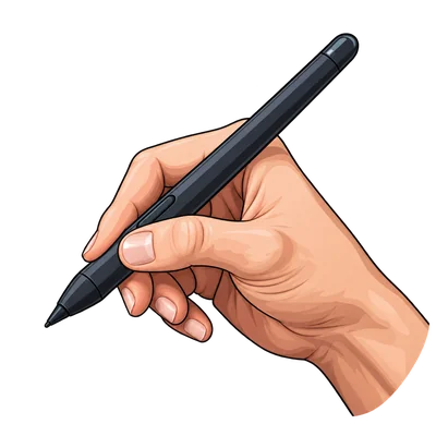 hand holding a graphic tablet pen