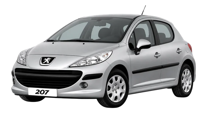 silver Peugeot 207 car on transparent background
