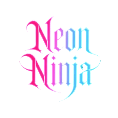 neon ninja gothic lettering logo