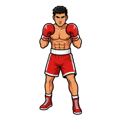 boxer illustration in icon drawn style