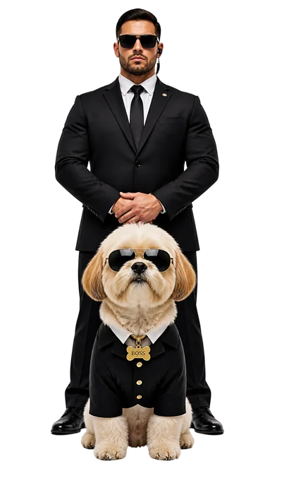 dog with his car body guard