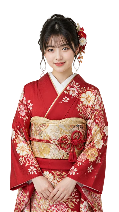 japanese girl wearing kimono standing gracefully