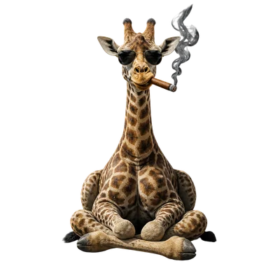 giraffe smoking cigar on moon