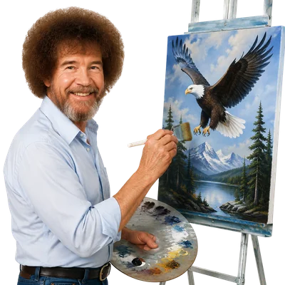 bob ross paints majestic bald eagle