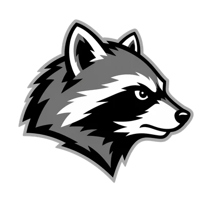 raccoon head facing right mascot