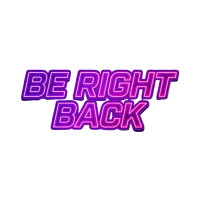 be right back neon gaming logo