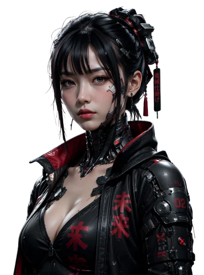 cyberpunk japanese woman with cybernetic enhancements