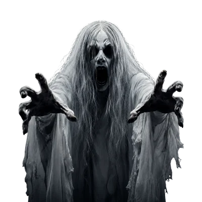 scary ghost showing fear