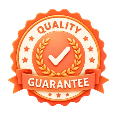 orange coral quality guarantee decorative badge