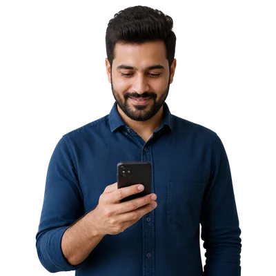 man checking emails on smartphone