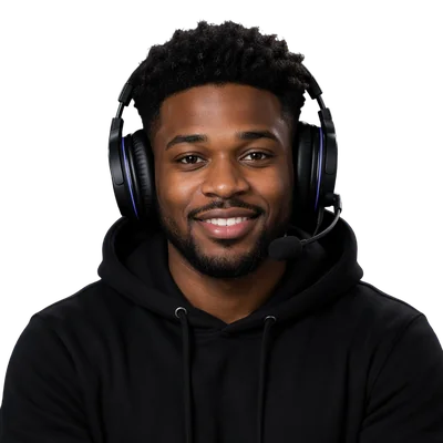 male black streamer gaming setup