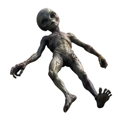 male alien corpse falling on earth