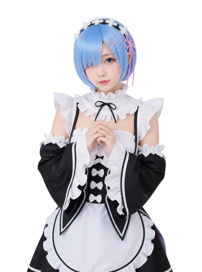 rem anime cosplay in maid outfit