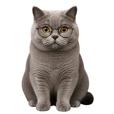 british shorthair cat wearing glasses