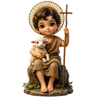 cute chibi saint john baptist with lamb