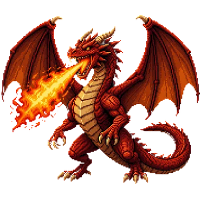 fire breathing dragon with spread wings