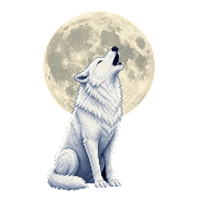 white wolf howling at full moon